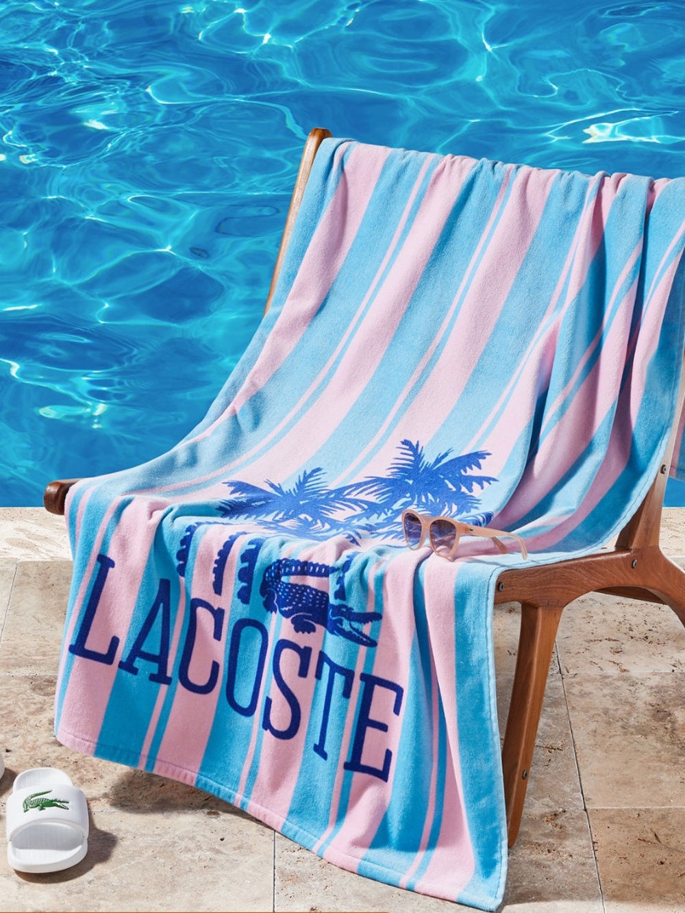 NWT Lacoste Palm Trees Cotton Beach Towel, 36” x 72”